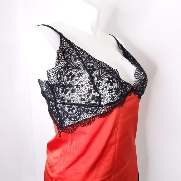 Lingerie Plus Size Sexy Lace Satin Slip With Thong Panty Plus Size Red NEW - Picture 10 of 14